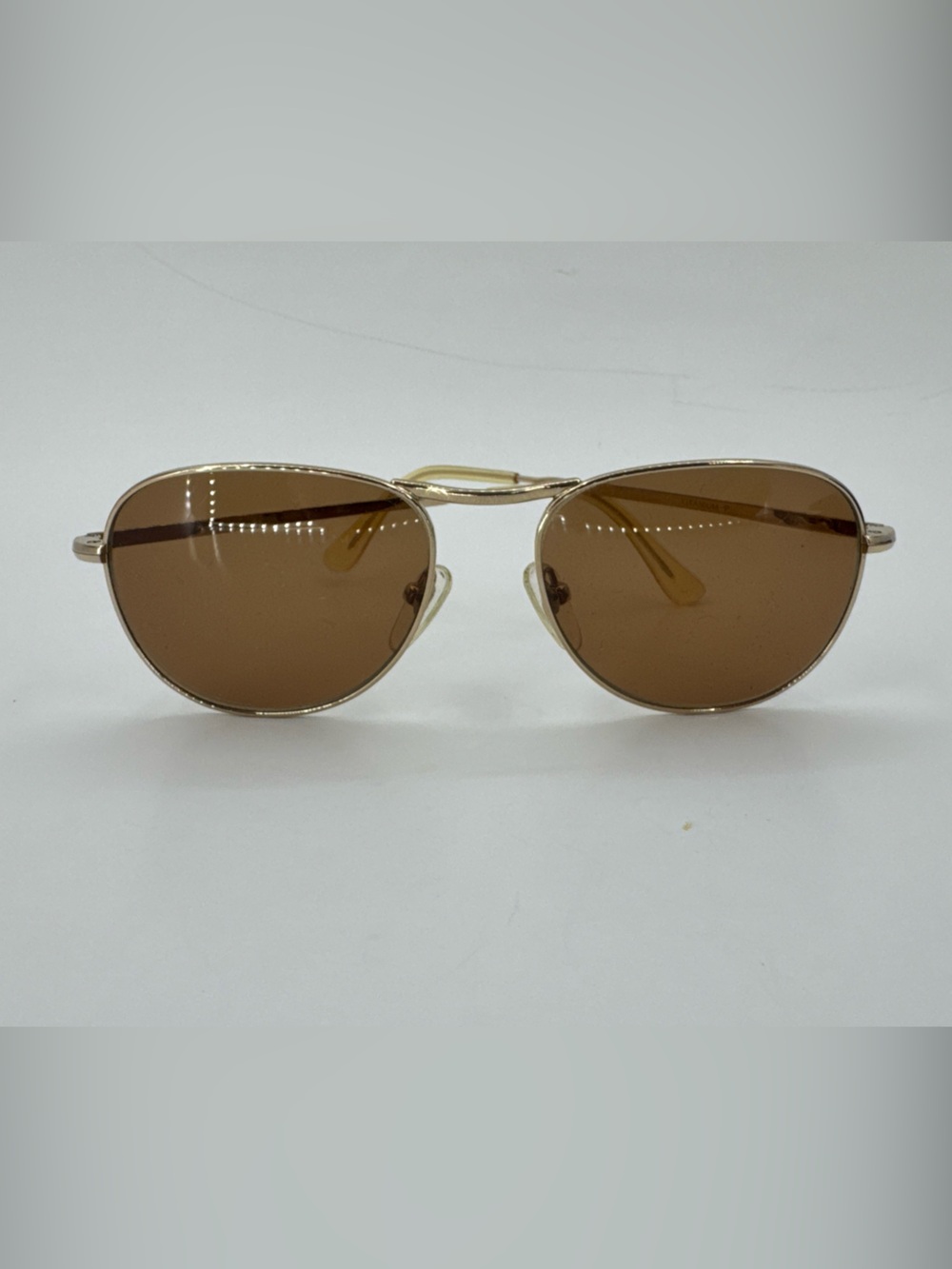 Vintage 1990s Helmut Lang Original Sunglasses Gold Tone Frame Brown Lens w/ Case